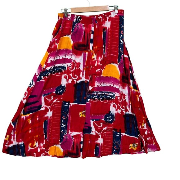 Vintage Womens 2 Piece Top Skirt Set 80's 90's Abstract Design CM Shapes Size LG - Picture 3 of 8